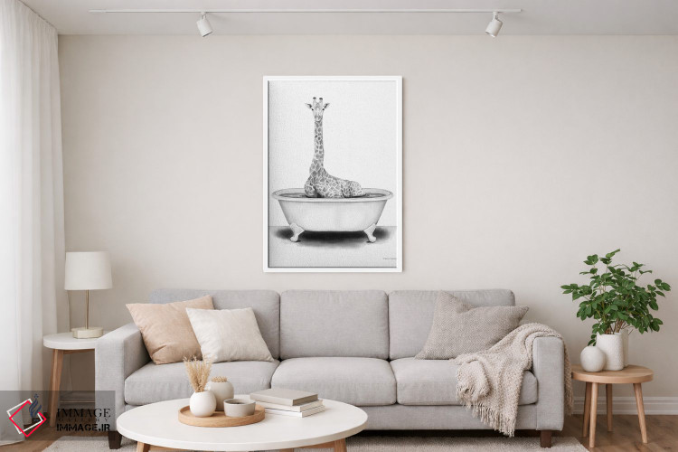 تابلو دکوراتیو زرافه در وان حمام اثر ریچل نیمان - D3W
