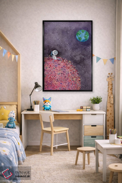 تابلو دکوراتیو نشستن روی ماه گلی اثر ریچل نیمان - D1B