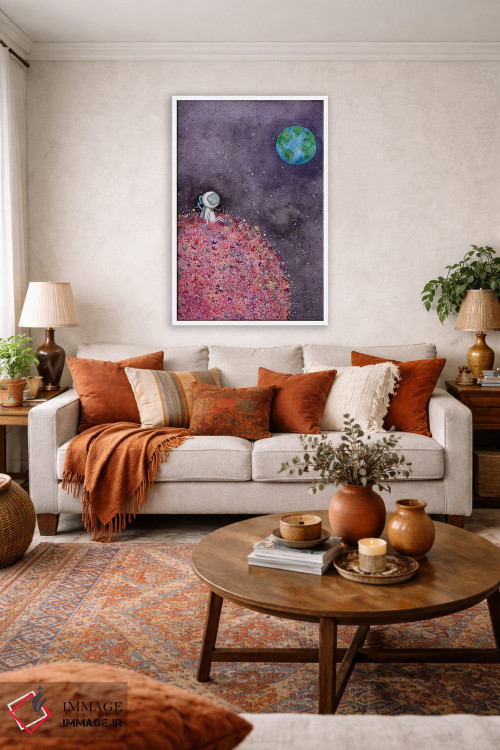 تابلو دکوراتیو نشستن روی ماه گلی اثر ریچل نیمان - D2W