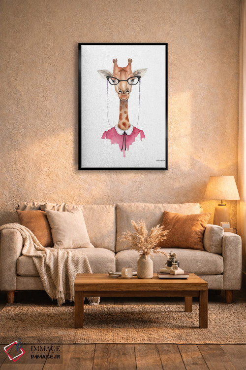 تابلو دکوراتیو زرافه با عینک اثر ریچل نیمان - D4B