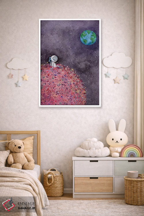 تابلو دکوراتیو نشستن روی ماه گلی اثر ریچل نیمان - D4W