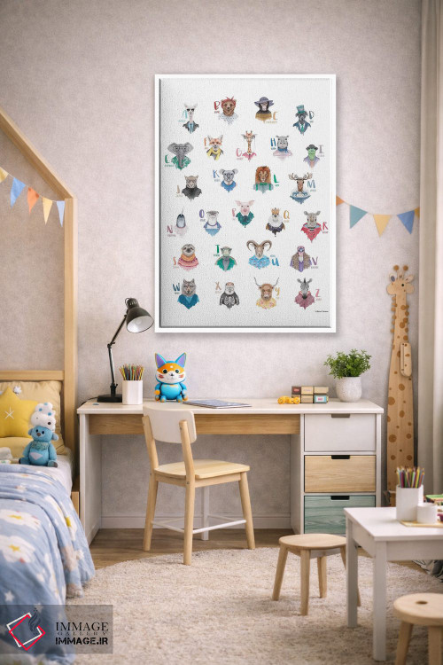 تابلو دکوراتیو پوستر الفبای حیوانات اثر ریچل نیمان - D1W