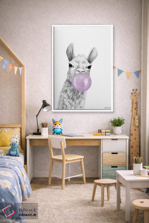 تابلو دکوراتیو آلپاکای بادکنکی اثر ریچل نیمان - D1W