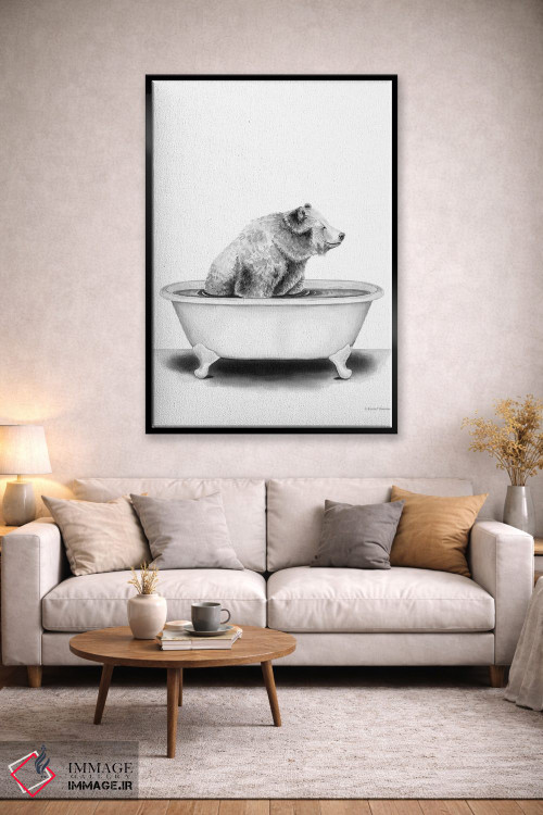 تابلو دکوراتیو خرس در وان اثر ریچل نیمان - D3B