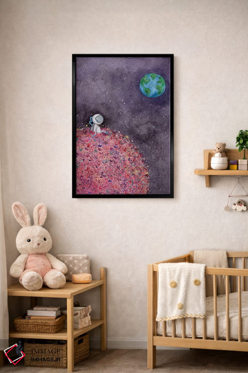 تابلو دکوراتیو نشستن روی ماه گلی اثر ریچل نیمان - D5B