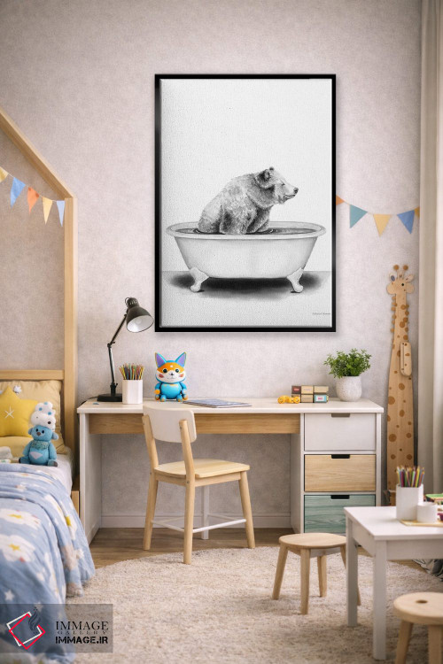 تابلو دکوراتیو خرس در وان اثر ریچل نیمان - D2B