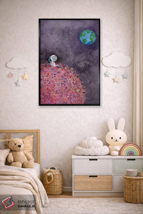 تابلو دکوراتیو نشستن روی ماه گلی اثر ریچل نیمان - D6B