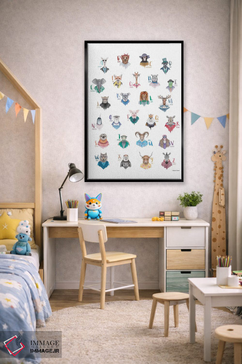 تابلو دکوراتیو پوستر الفبای حیوانات اثر ریچل نیمان - D2B