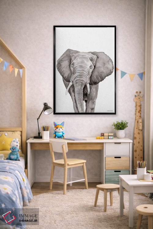 تابلو دکوراتیو فیل سافاری در حال قایم باشک اثر ریچل نیمان - D2B