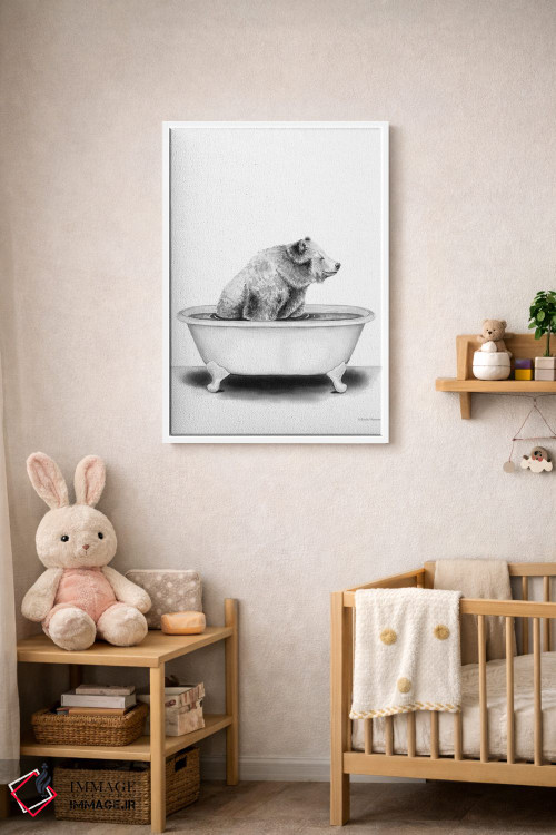 تابلو دکوراتیو خرس در وان اثر ریچل نیمان - D4W