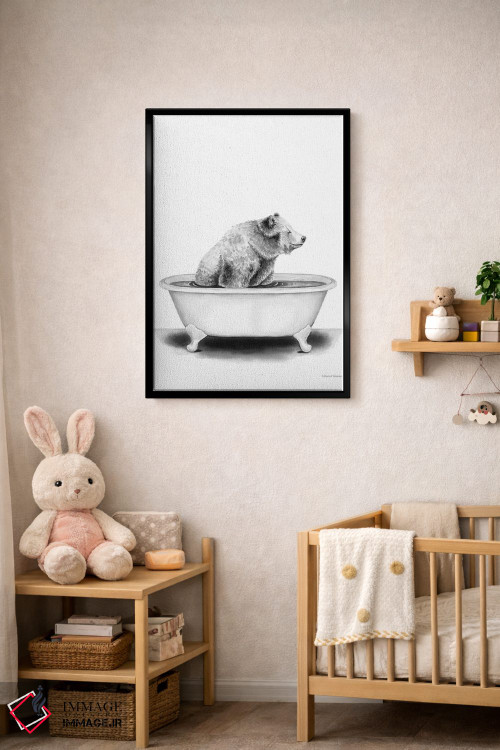 تابلو دکوراتیو خرس در وان اثر ریچل نیمان - D5B