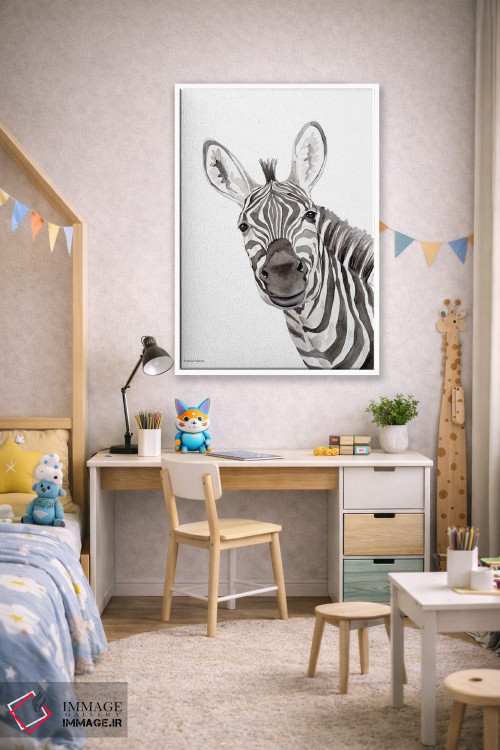 تابلو دکوراتیو گورخر سافاری در حال قایم باشک اثر ریچل نیمان - D1W