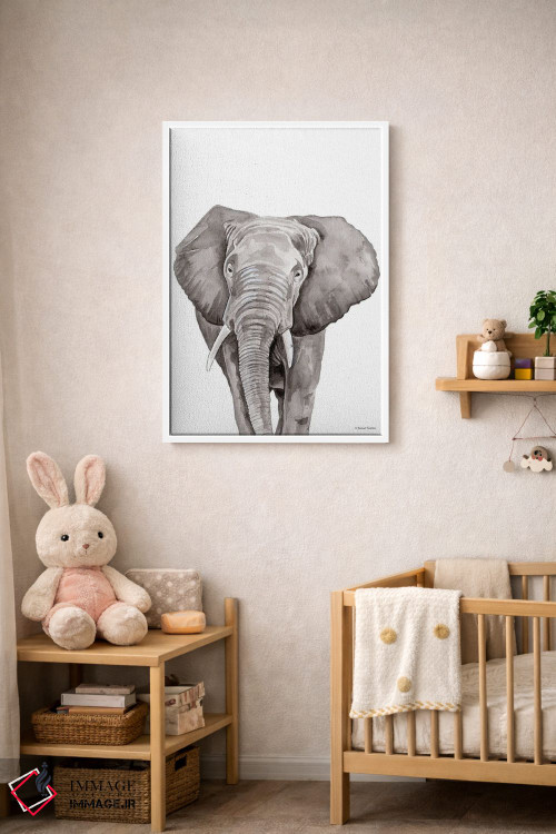 تابلو دکوراتیو فیل سافاری در حال قایم باشک اثر ریچل نیمان - D3W
