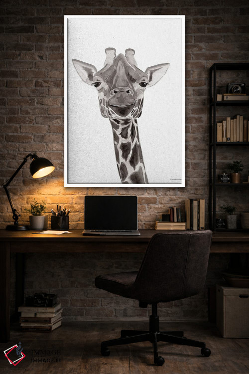 تابلو دکوراتیو زرافه سافاری در حال قایم باشک اثر ریچل نیمان - D4W