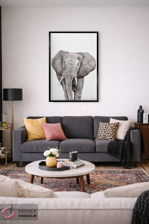 تابلو دکوراتیو فیل سافاری در حال قایم باشک اثر ریچل نیمان - D5B