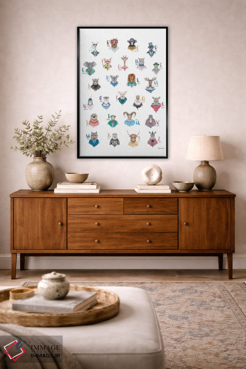 تابلو دکوراتیو پوستر الفبای حیوانات اثر ریچل نیمان - D5B