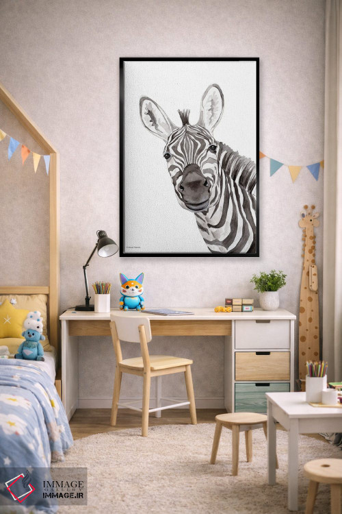 تابلو دکوراتیو گورخر سافاری در حال قایم باشک اثر ریچل نیمان - D2B