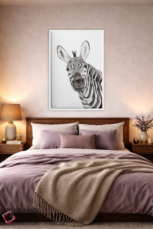 تابلو دکوراتیو گورخر سافاری در حال قایم باشک اثر ریچل نیمان - D3W