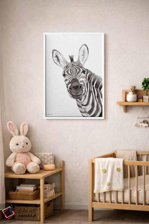 تابلو دکوراتیو گورخر سافاری در حال قایم باشک اثر ریچل نیمان - D4W