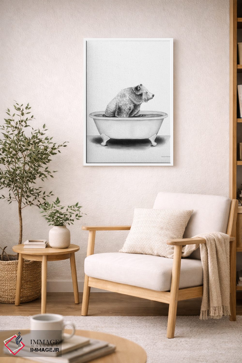 تابلو دکوراتیو خرس در وان اثر ریچل نیمان - D6W