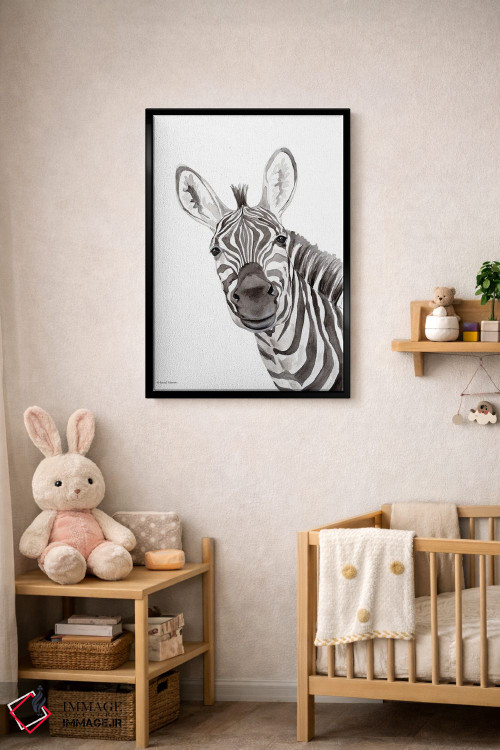 تابلو دکوراتیو گورخر سافاری در حال قایم باشک اثر ریچل نیمان - D5B