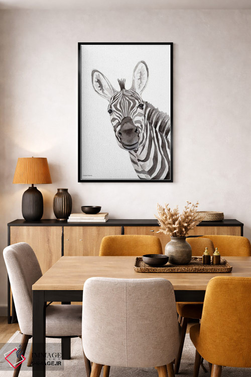 تابلو دکوراتیو گورخر سافاری در حال قایم باشک اثر ریچل نیمان - D6B