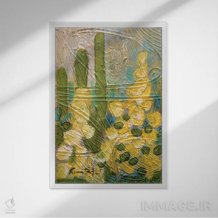 تابلو انتزاعی رویای تابستانی شماره ۱۰۷ اثر رینا پتل - نمای قابدار سفید