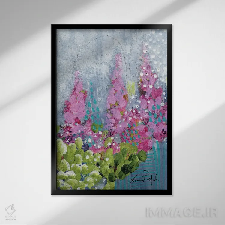 تابلو انتزاعی رویای تابستانی شماره ۱۲ اثر رینا پتل - نمای قابدار مشکی