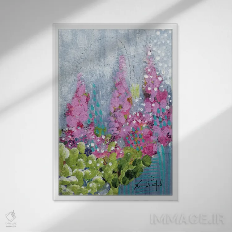 تابلو انتزاعی رویای تابستانی شماره ۱۲ اثر رینا پتل - نمای قابدار سفید