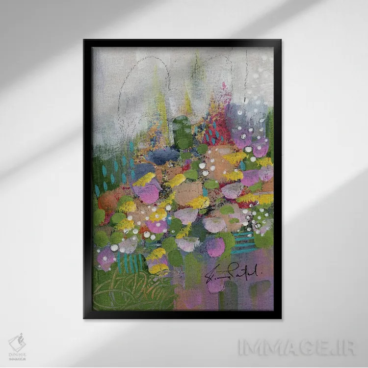 تابلو انتزاعی رویای تابستانی شماره ۱۱ اثر رینا پتل - نمای قابدار مشکی