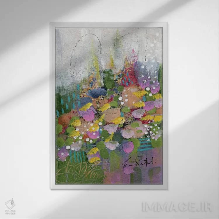 تابلو انتزاعی رویای تابستانی شماره ۱۱ اثر رینا پتل - نمای قابدار سفید