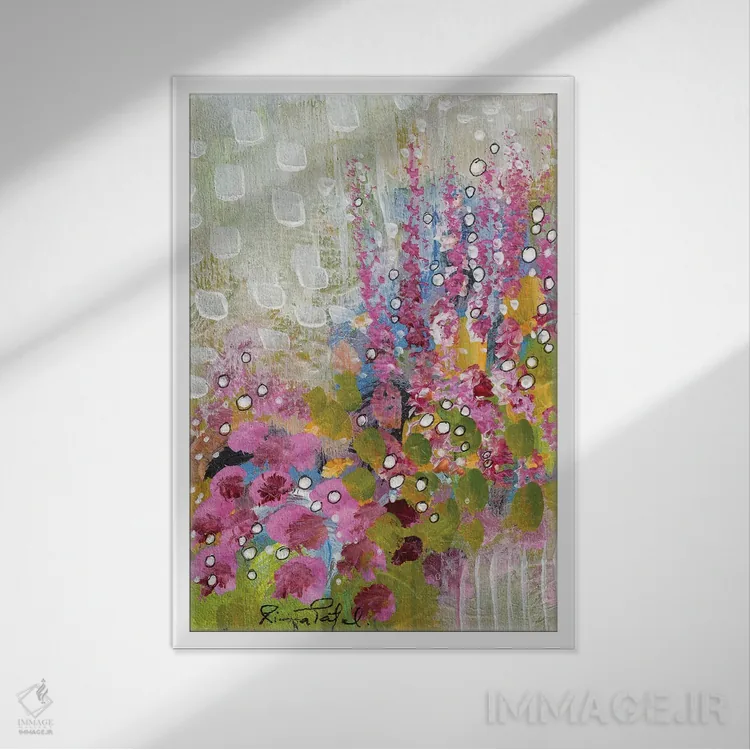 تابلو انتزاعی رویای تابستانی شماره ۲ اثر رینا پتل - نمای قابدار سفید