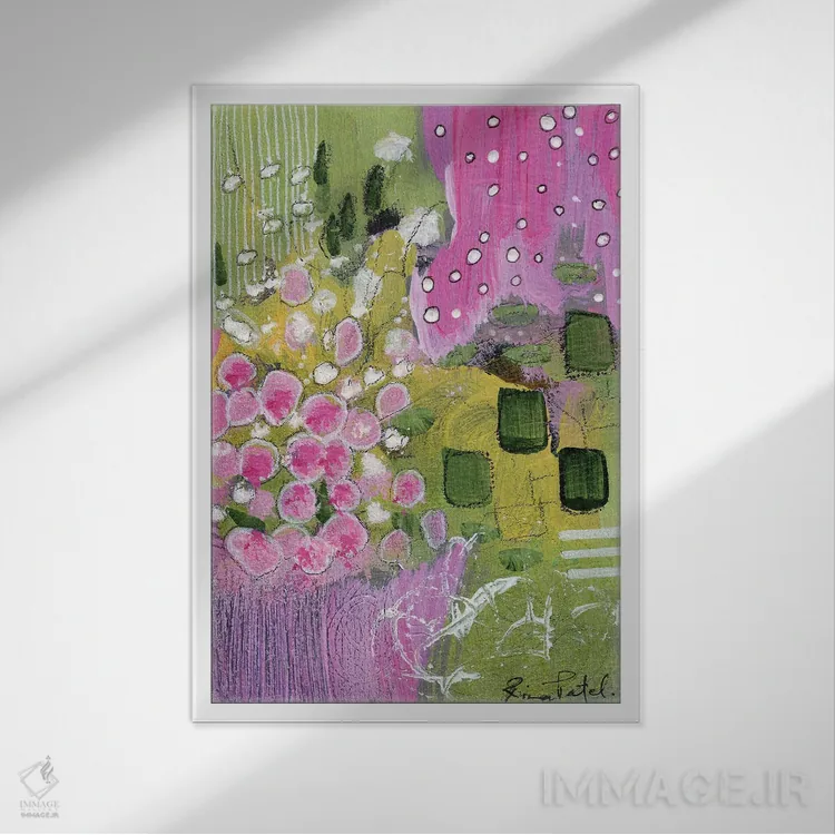 تابلو انتزاعی رویای تابستانی شماره ۹ اثر رینا پتل - نمای قابدار سفید