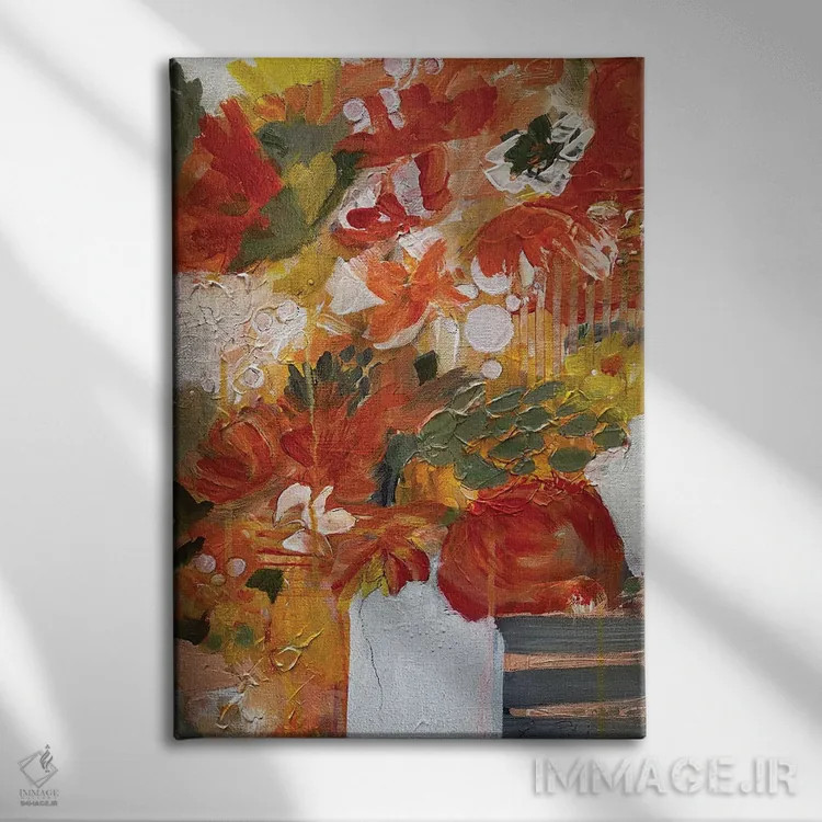 تابلو انتزاعی شروعی با آرزو اثر رینا پتل - نمای روبهرو روی دیوار