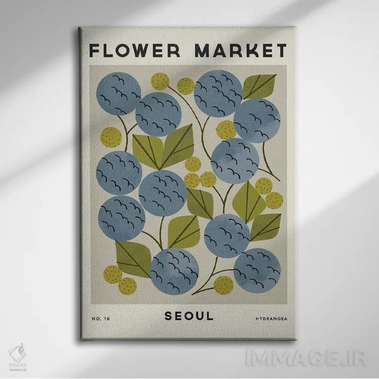 تابلو مینیمال بازار گل دهم اثر رنیا ال. تول - نمای روبهرو روی دیوار