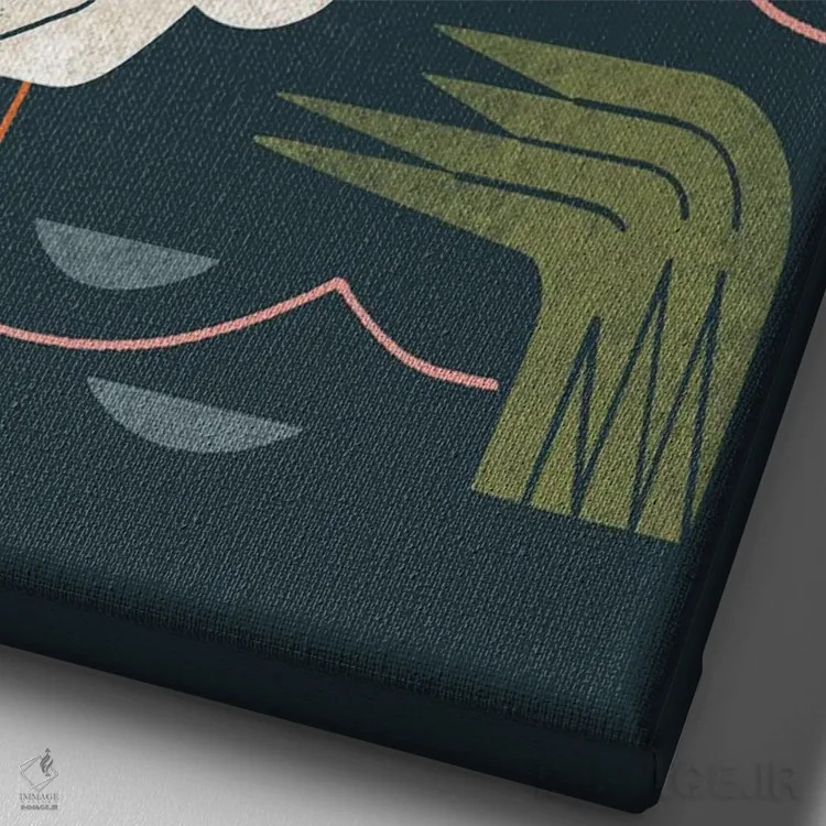 تابلو مدرن سه تایی درنا اثر رنیا ال. تول - نمای نزدیک بافت بوم