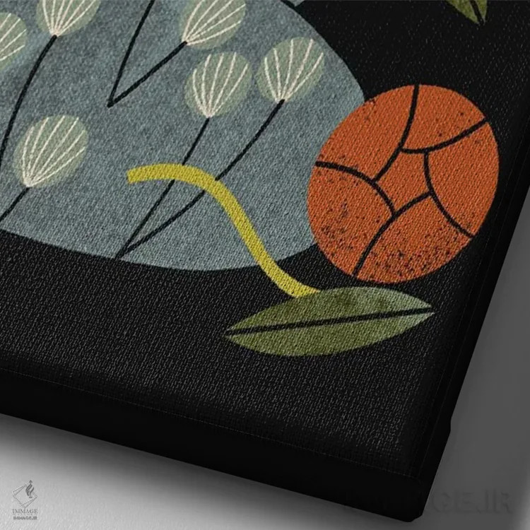 تابلو مدرن رزها و گلدان آبی اثر رنیا ال. تول - نمای نزدیک بافت بوم