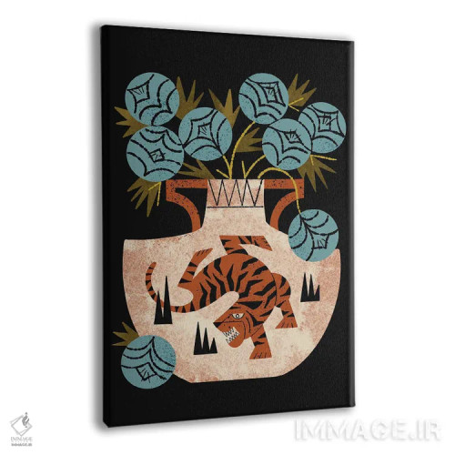 تابلو مدرن دسته گل گلدان ببر اثر رنیا ال. تول - نمای پرسپکتیو محصول