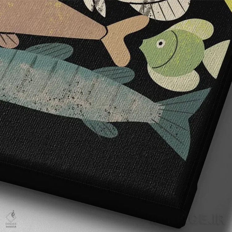 تابلو مدرن انبوه ماهی ها شماره یک اثر رنیا ال. تول - نمای نزدیک بافت بوم