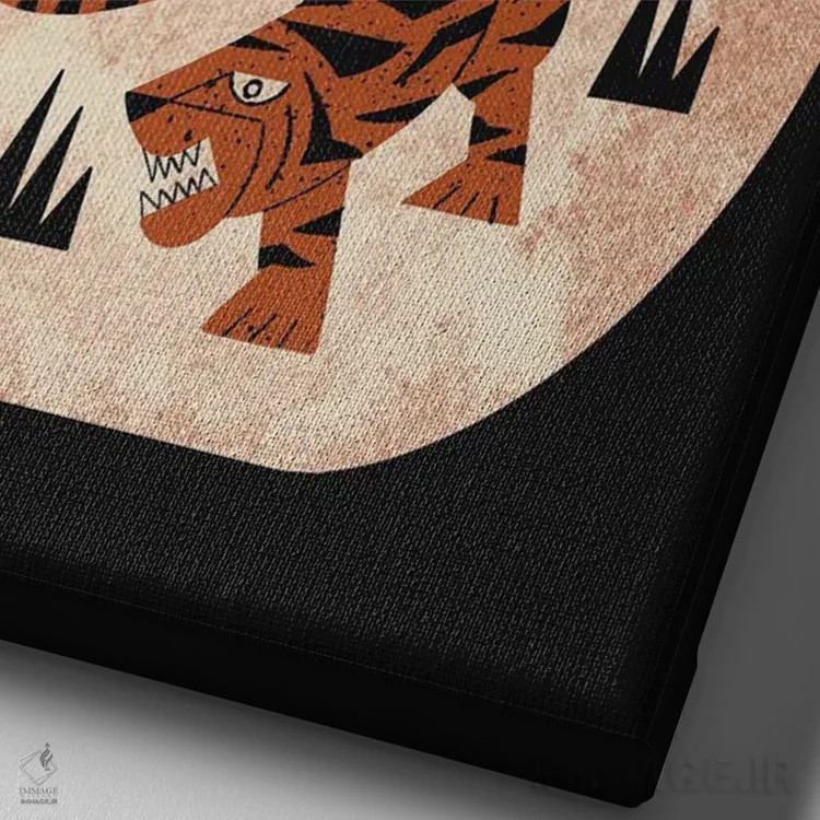 تابلو مدرن دسته گل گلدان ببر اثر رنیا ال. تول - نمای نزدیک بافت بوم