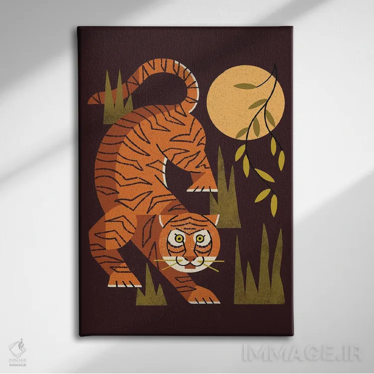 تابلو مدرن ماه ببر اثر رنیا ال. تول - نمای روبهرو روی دیوار