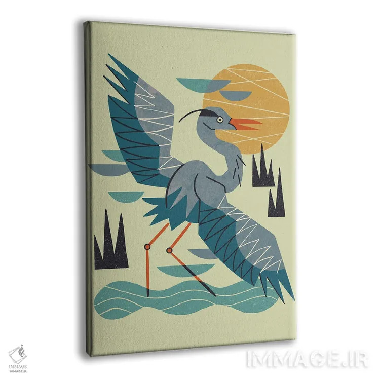 تابلو مدرن حواصیل در حال کشش اثر رنیا ال. تول - نمای پرسپکتیو محصول