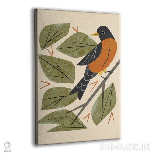 تابلو مدرن سینه سرخ نشسته اثر رنیا ال. تول - نمای پرسپکتیو محصول