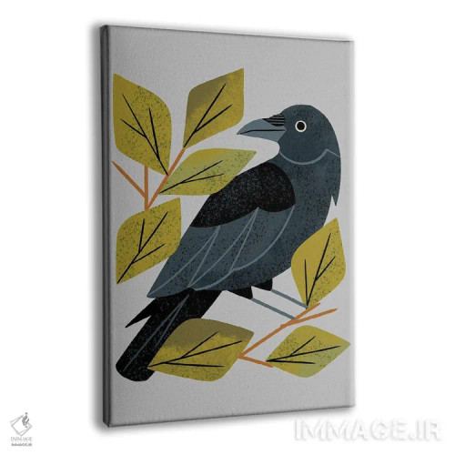 تابلو مدرن کلاغ سیاه نشسته اثر رنیا ال. تول - نمای پرسپکتیو محصول