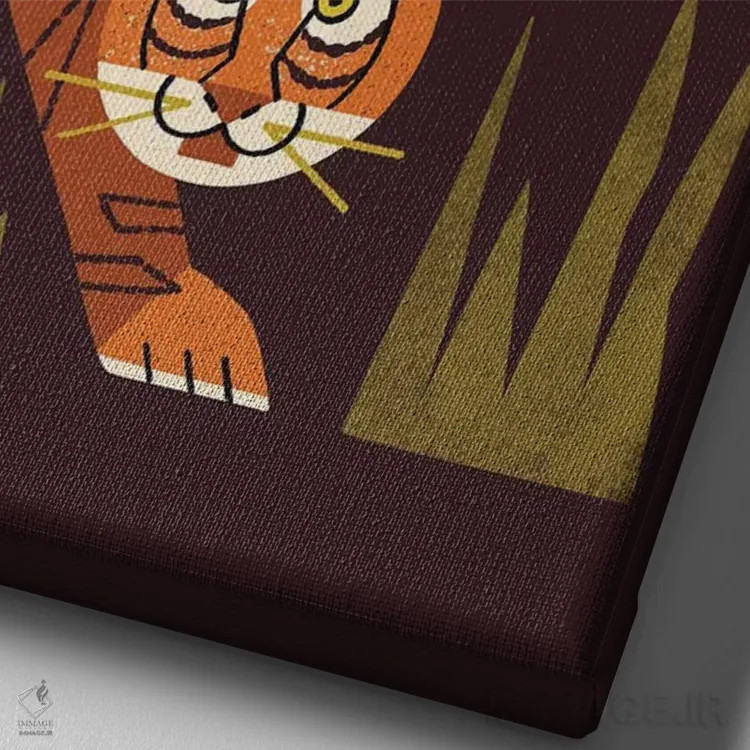 تابلو مدرن ماه ببر اثر رنیا ال. تول - نمای نزدیک بافت بوم