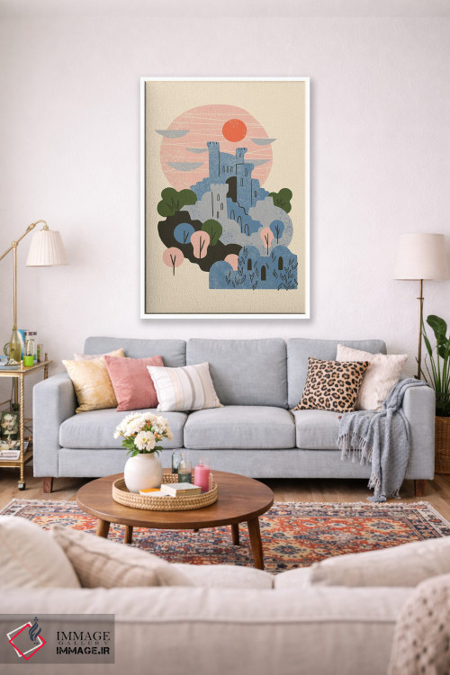 تابلو انتزاعی قلعه آبی اثر رنیا ال. تول - D1W