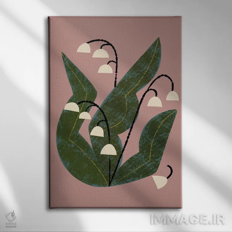 تابلو مدرن گل موگه اثر رنیا ال. تول - نمای روبهرو روی دیوار