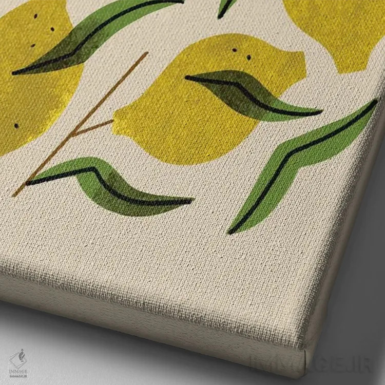 تابلو مدرن نه عدد لیمو اثر رنیا ال. تول - نمای نزدیک بافت بوم