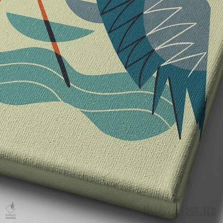 تابلو مدرن حواصیل در حال کشش اثر رنیا ال. تول - نمای نزدیک بافت بوم