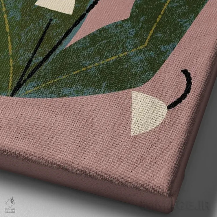 تابلو مدرن گل موگه اثر رنیا ال. تول - نمای نزدیک بافت بوم